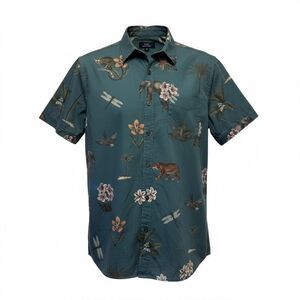 Ted Baker Teal Animal Jungle Novelty Print Floral Button Down Shirt